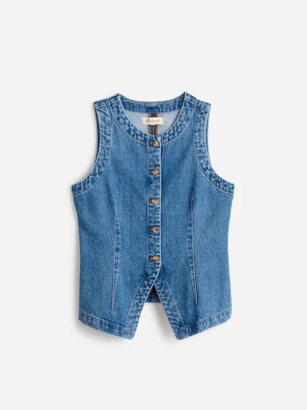 Madewell Denim Crewneck Vest in
Java Wash Blue Color 8 NWT - Picture 6 of 13